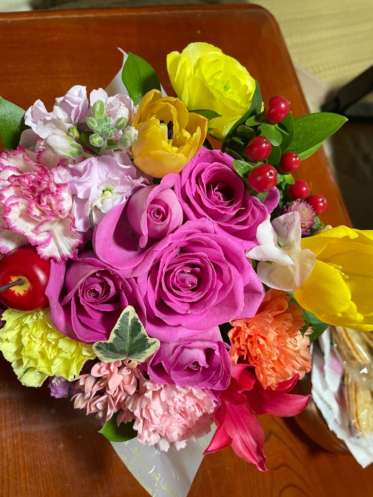 FlowerKitchen 花 フラワーアレンジ 誕生日 ギフト 「バラチューリップ