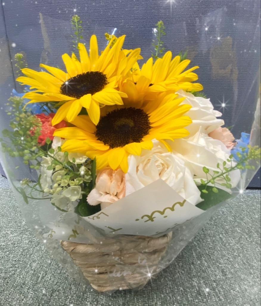FlowerKitchen 季節の花ギフト ひまわりと白バラのサマー