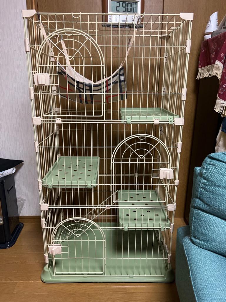 やしち様！キャットケージ　3段　白　２個セット！猫ゲージ　組立式　ジョイント式 猫 ケージ キャットケージ 猫用ケージ ゲージ 大型 3段ゲージ 猫