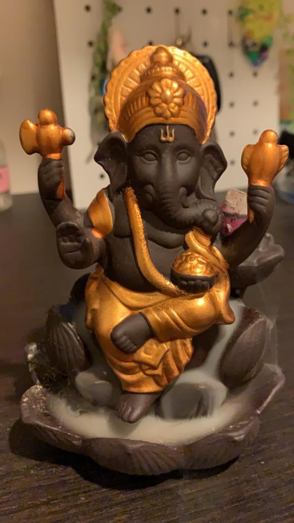 倒流香用 香炉 蓮花のガネーシャ 幻想的 煙 倒流香 インテリア