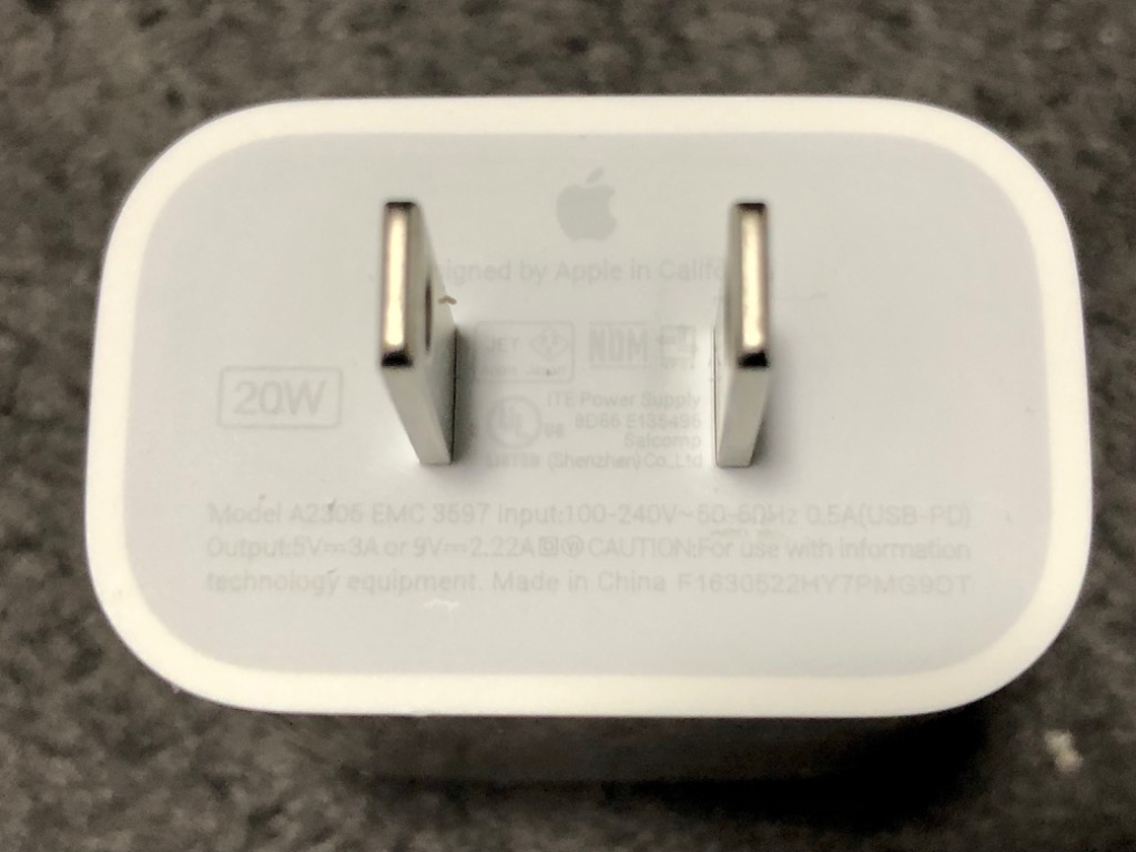 Apple 純正 20W USB-C 電源アダプタ PD 急速充電 iPhone iPod 充電器