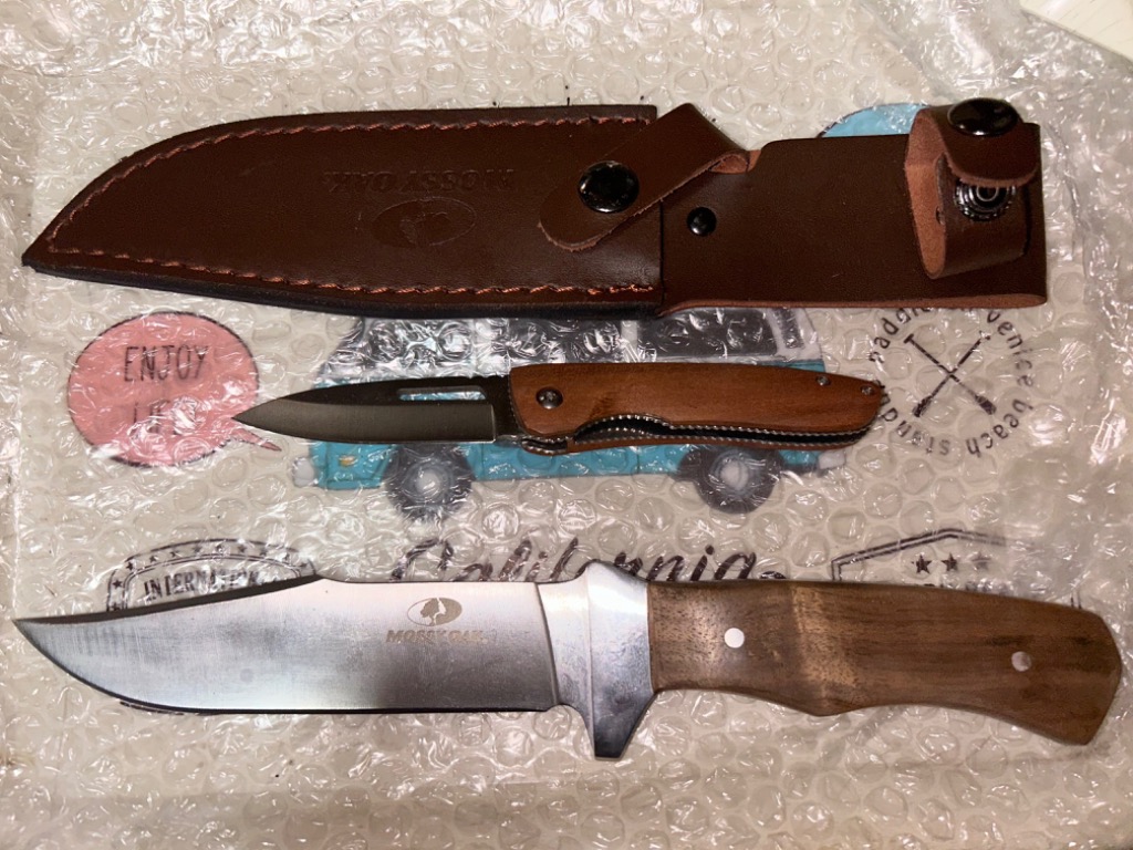 MOSSY OAK ナイフ シースナイフ フルタング 天然ウッドハンドル