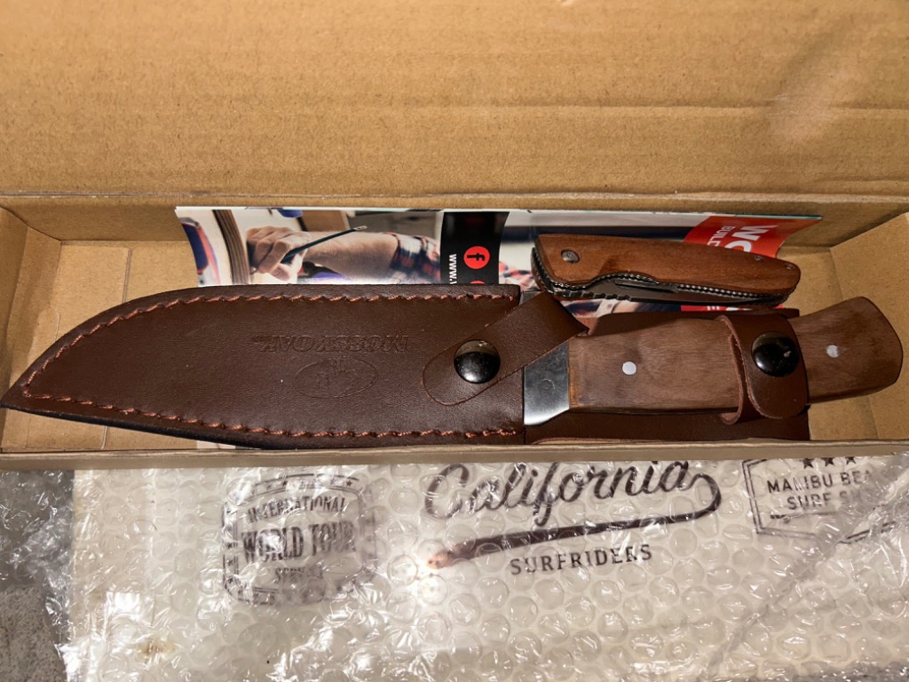 MOSSY OAK ナイフ シースナイフ フルタング 天然ウッドハンドル