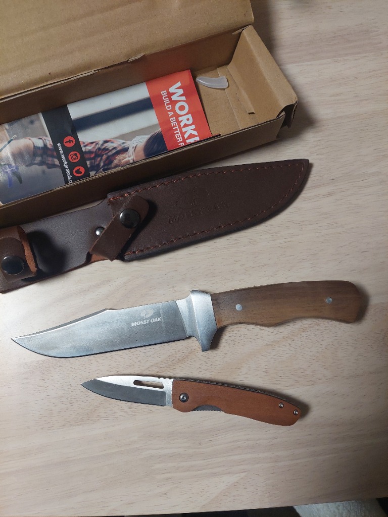 MOSSY OAK ナイフ シースナイフ フルタング 天然ウッドハンドル