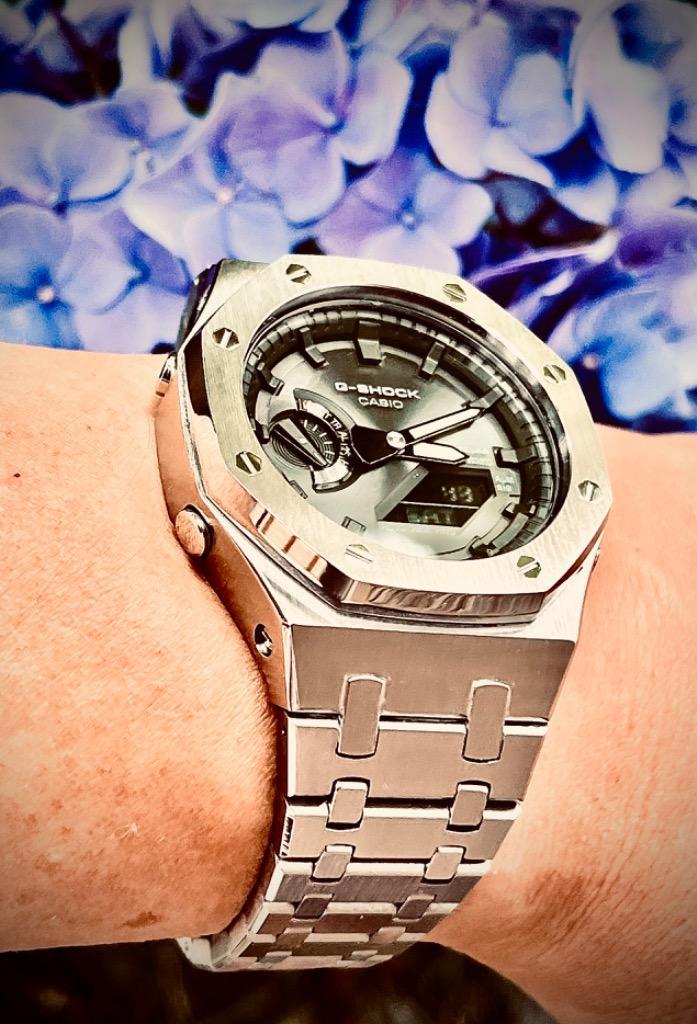 G-SHOCK 限定 GA-2100 GA-2110用 ジーショック メタル ケース バンド セット CASIO シルバー メンズ 腕時計