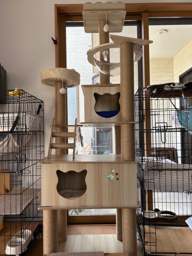 キャットタワー 木製 据え置き 猫タワー おしゃれ 多頭飼い 爪