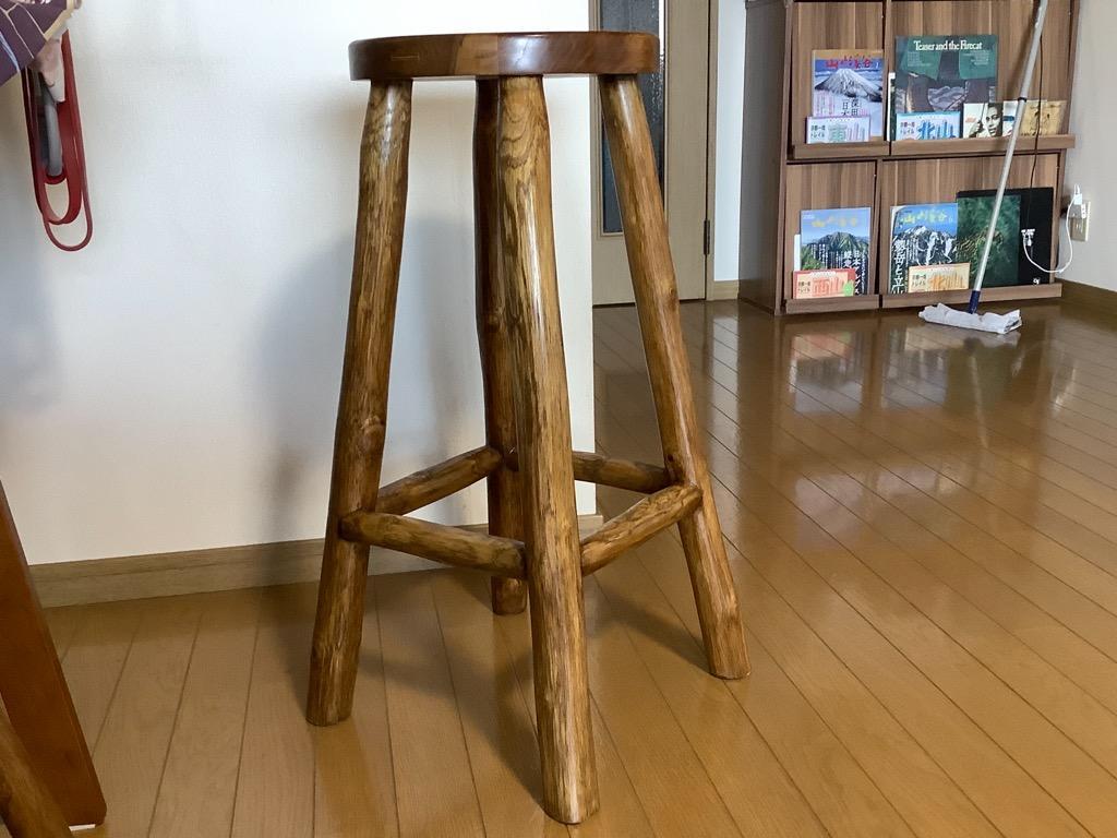 スツール 木製 椅子 おしゃれ アジアン家具 無垢 丸椅子 天然木 ハイ