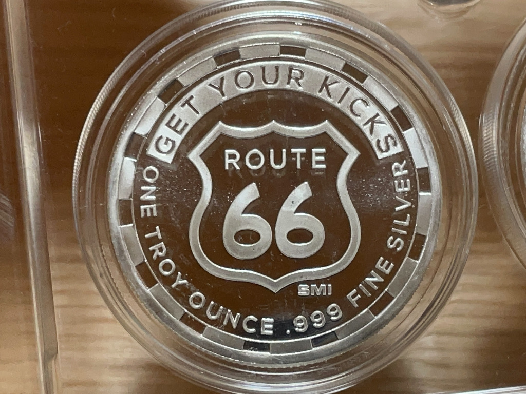 純銀　ルート６６　1オンス 新品) アメリカ「ROUTE 66 ルート ハイウェイ」純銀 1オンス