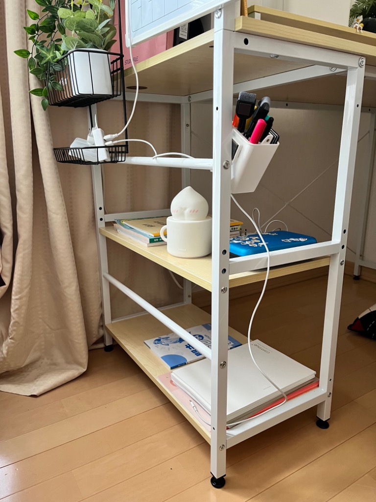 ラック一体型 スマートパソコンデスク：ホワイトウォッシュ