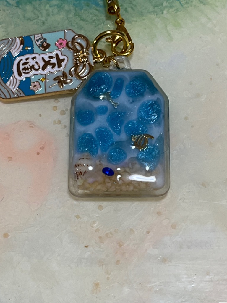 オニオオハシ　レジンヘアゴム　貝殻　サマーグリーン オニオオハシ レジンヘアゴム 貝殻 サマーグリーン