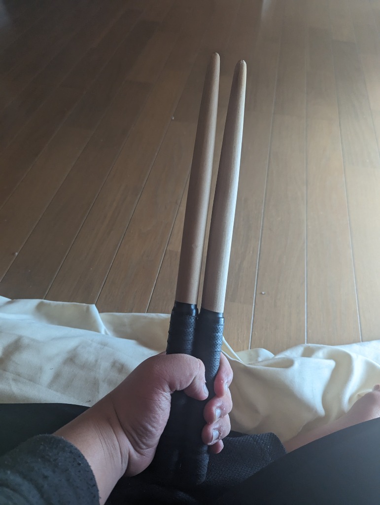 マイバチ　黒朴 太鼓の達人 マイバチ 35cm 2本セット 黒色 朴の木 ロール 魔改造