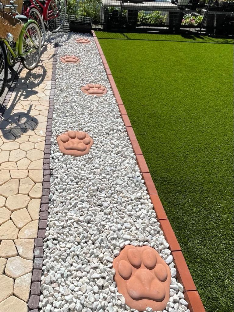 【３個セット】小さい敷石 肉球 踏み石 庭石 庭 ガーデニング ＤＩＹ 敷石 踏み石 飛び石 / 肉球ステップストーン レッド 飛石 庭石 3223965