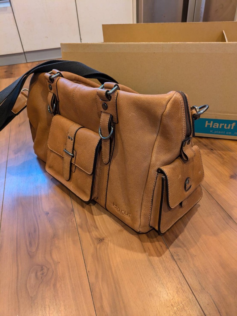 Haruf レザーボストンバッグ メンズ 本革 レザーバッグ 斜めがけ