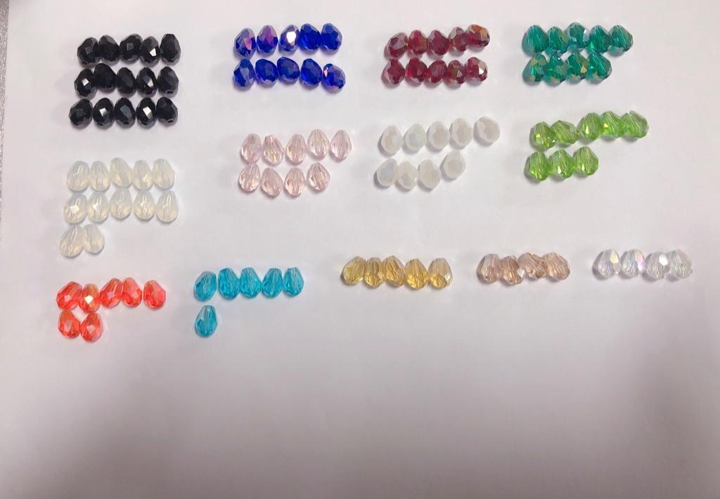 しずく型 ガラスビーズ 6mm ミックス 100個セット 14カラー アソート