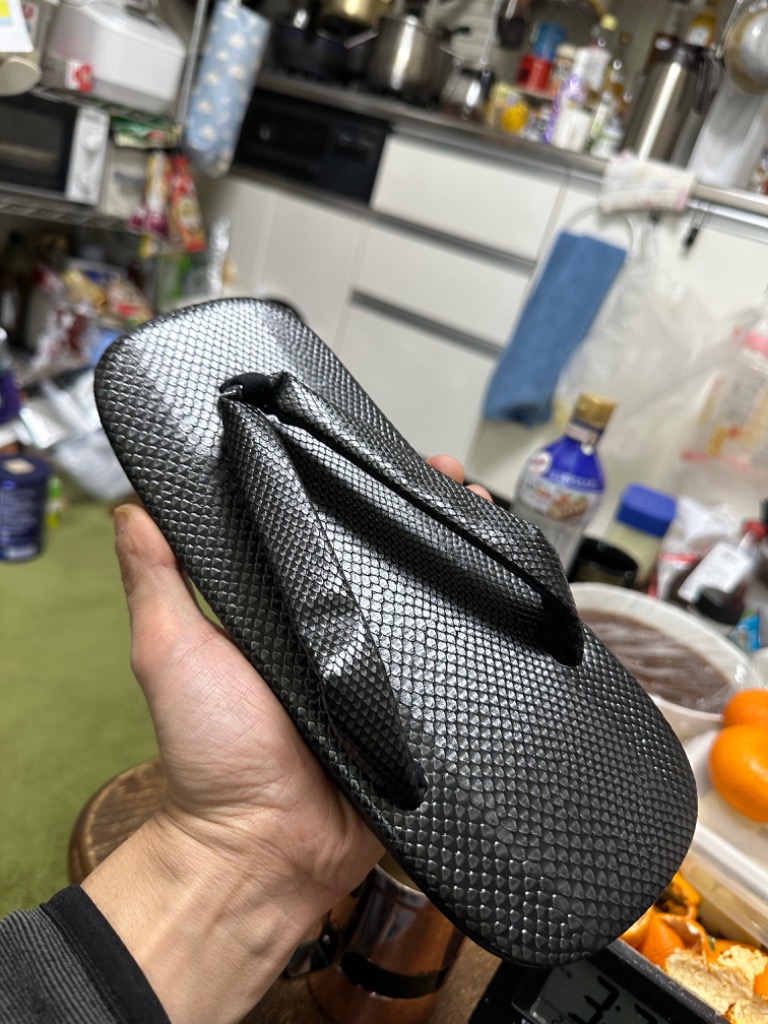 高級メンズ雪駄 　Lサイズ　紳士用 雪駄 男性 大人用 セッタ 高級牛革底 横段ヘビ柄シルバー L