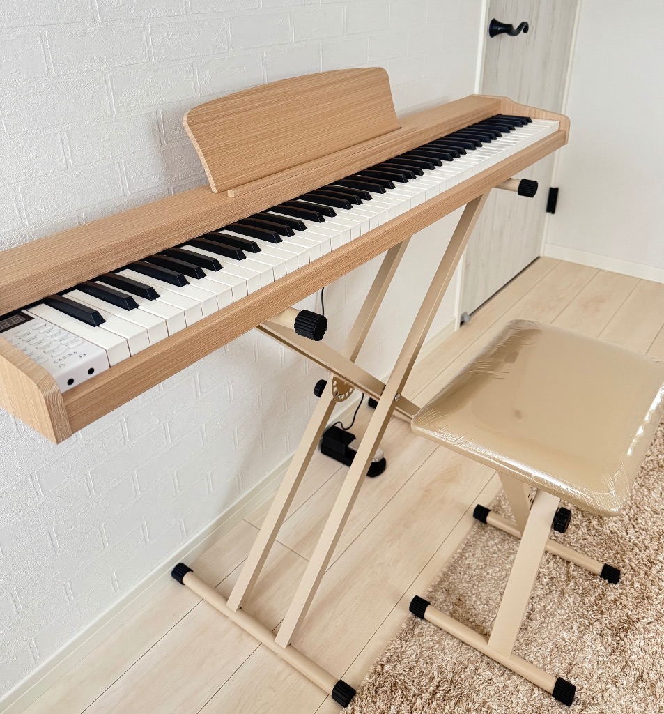 電子ピアノ 88鍵盤 給電タイプ 木目調ボディ オークベージュ