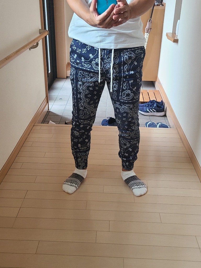 ジョガーパンツ メンズ ペイズリー バンダナ柄 スリム アンクル