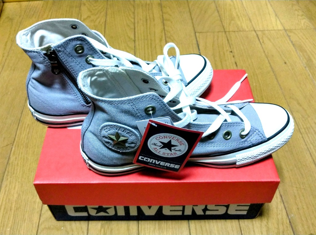 コンバース オールスター R バックジップ HI グレー ベージュ CONVERSE 2024秋冬新作 コンバース オールスター スタッズパッチ