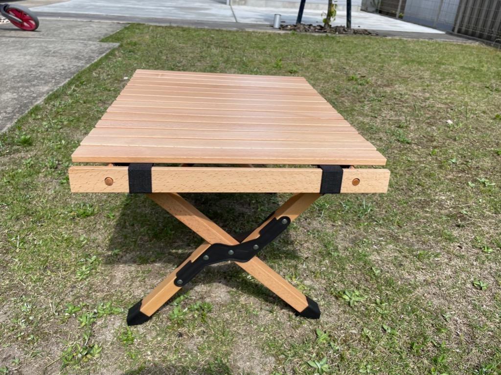 キャンプ テーブル アウトドア テーブル ロールテーブル 木製 60cm 【1年保証】 ウッド ロール トップテーブル 折りたたみ