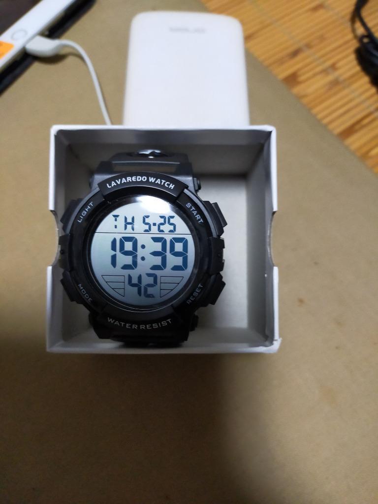 腕時計 メンズ デジタル 50メートル防水 日付 曜日 アラーム LED