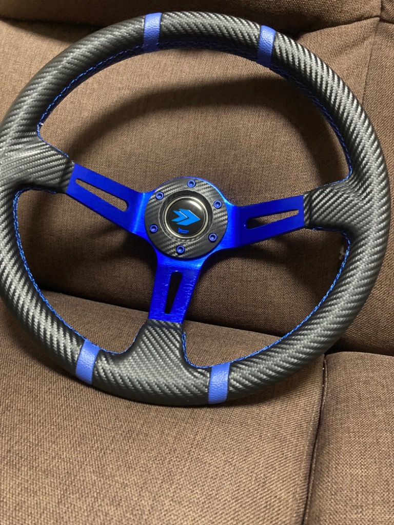 ステアリング ディープコーン ハンドル ブルー 35 cm 350φ