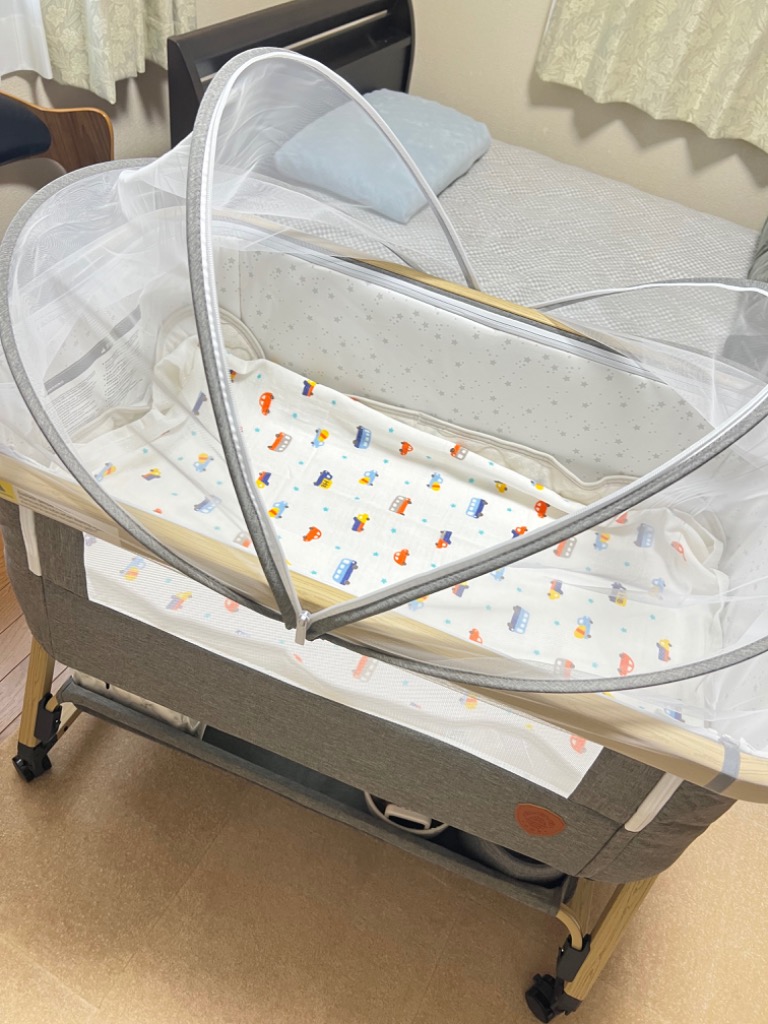 HZDMJ 2024最新モデル 添い寝 ベビーベッド ミニ 持ち運び 折りたたみ SGS認証済 三年保証 新生児 0ヶ 月〜24ヶ月 ゆりかご 蚊帳  付き 出産祝い