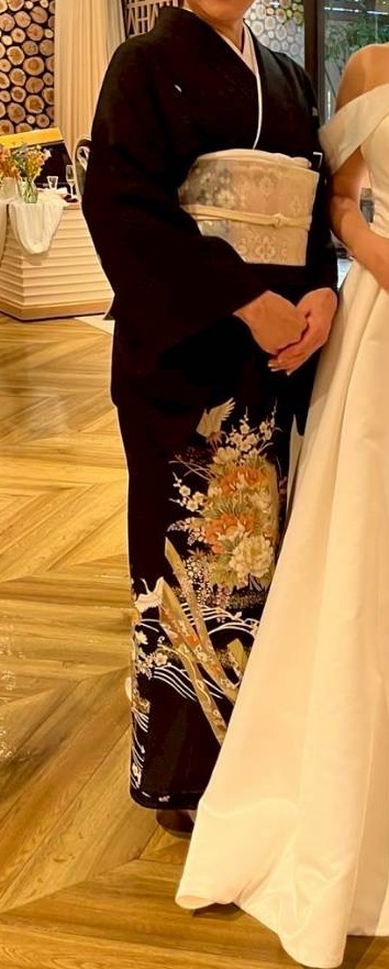 留袖 レンタル 黒留袖 フルセット 着物 結婚式 貸衣装 祝鶴 牡丹 菊