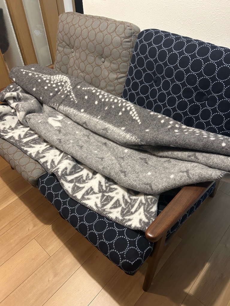 【新品】クリッパン　ミナペルホネン　ブランケット レイクインザバレー グレー レイクインザバレー／LAKE IN THE VALLEY ウールブランケット シングル