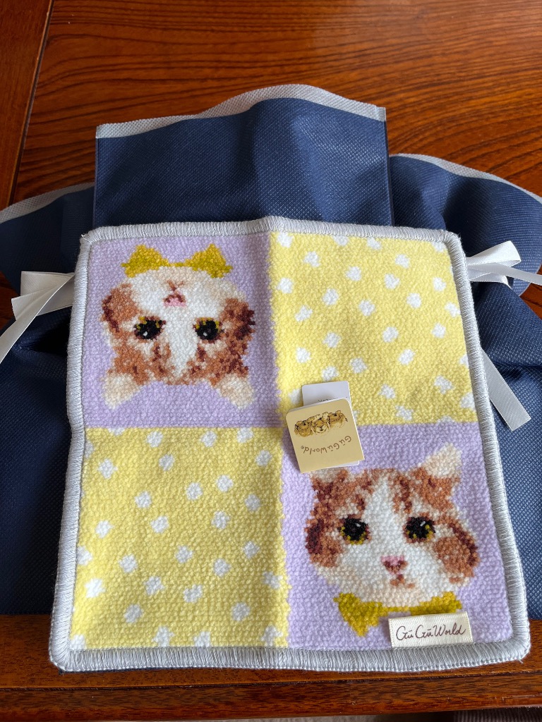 シェニール織ハンカチ イヌ ネコ GUGU WORLD グーグーワールド 犬 猫