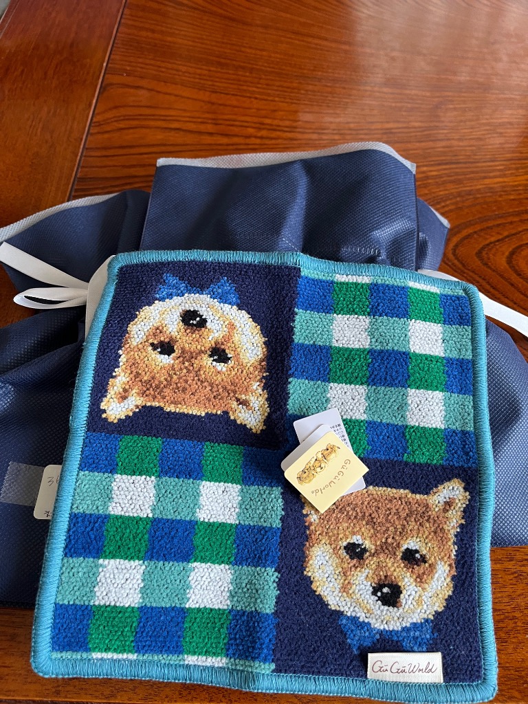 シェニール織ハンカチ イヌ ネコ GUGU WORLD グーグーワールド 犬 猫