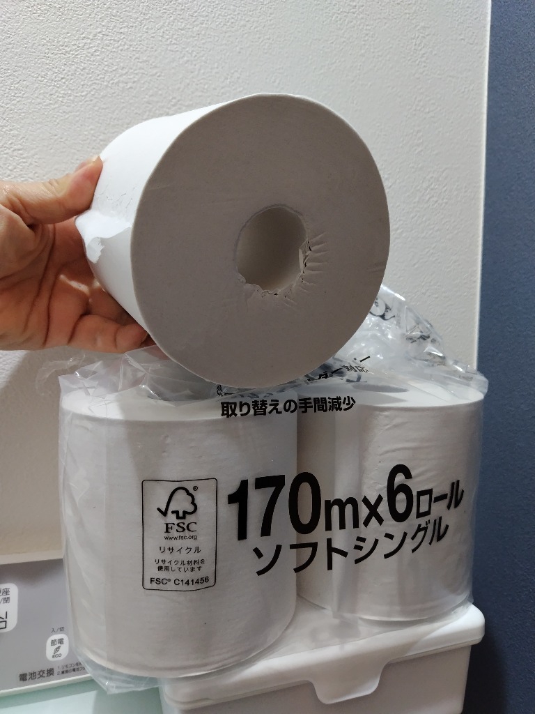 業務用トイレットペーパー　芯なしシングル　170m✖️6ロール✖️16袋 トイレットペーパー シングル 芯なし 170m 6ロール コアレス