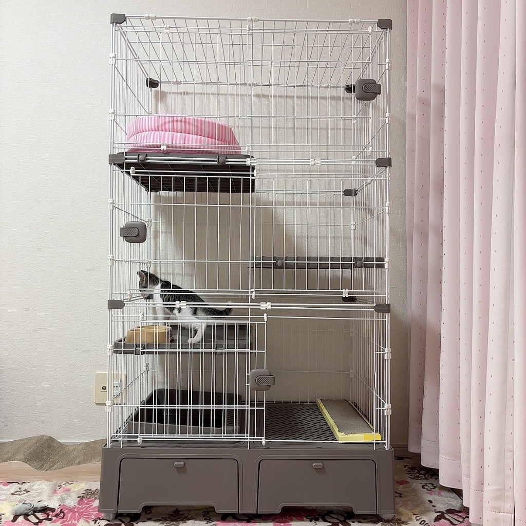 CAT TOWER STADIUM NEW！ドーム型トイレ付きキャットケージ 3段