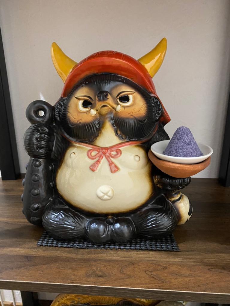 信楽焼 たぬき 鬼門喜門狸 (赤) 陶器 置物 タヌキ 福鬼喜門狸