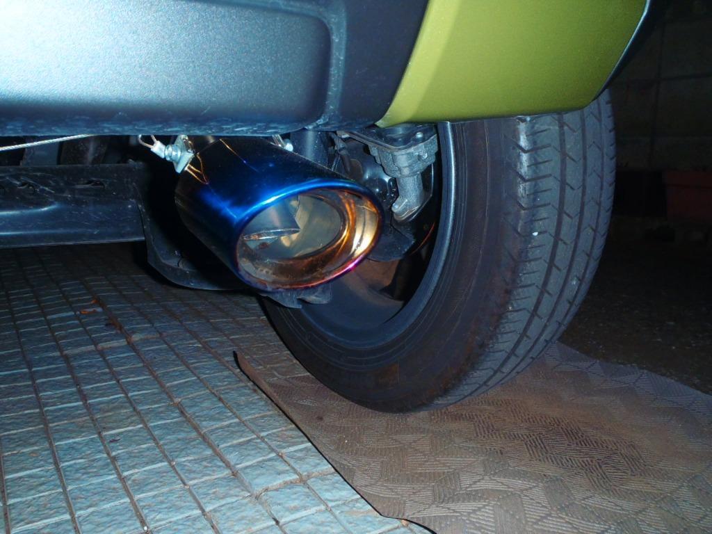 マフラーカッター 下向き チタン風 汎用 オーバル 跳ね上げ