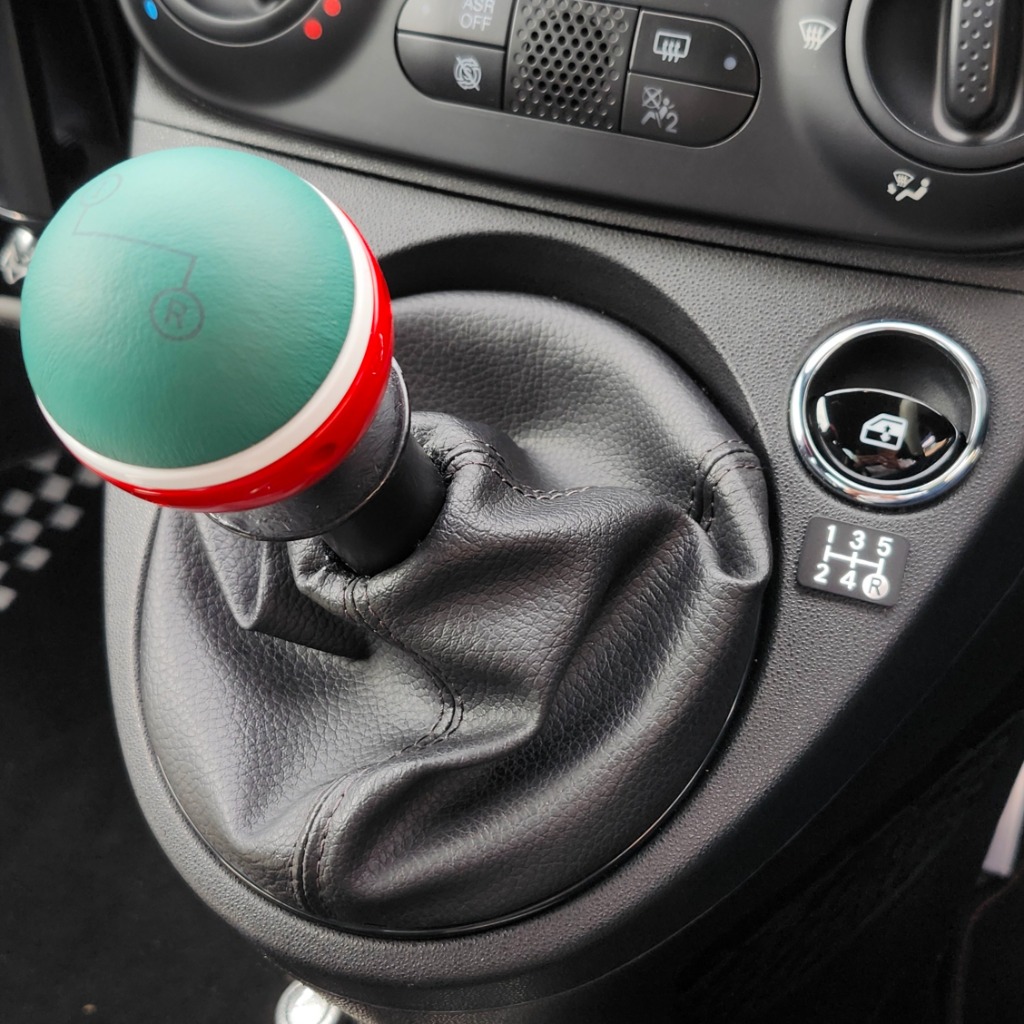 FIAT フィアット 500 アルミ&レザーシフトノブ(トリコロール