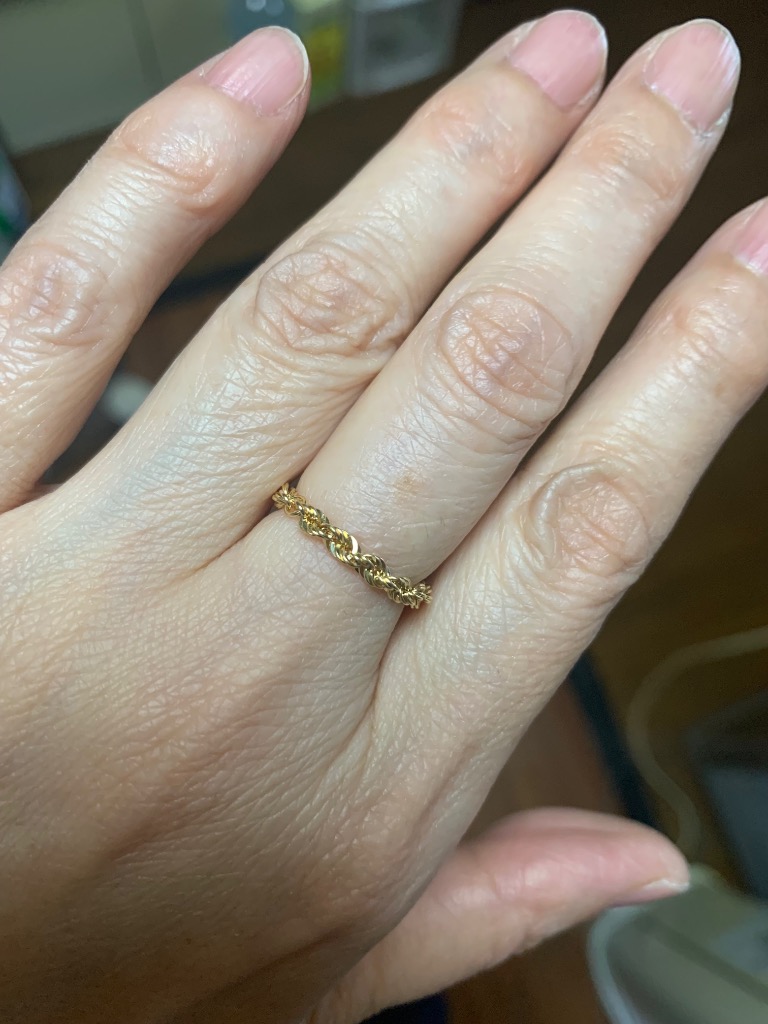 オシャレな ロープチェーン リング 指輪 18金 k18 18k