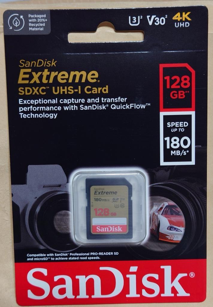 SanDisk Extreme SDXCカード 128GB UHS-I U3 V30 R:180MB/s W:90MB/s 4K Ultra HD対応  SDSDXVA-128G-GNCIN 海外パッケージ品 翌日配達対応 :SA1310XVA-128G:嘉年華 - 通販 - Yahoo!ショッピング