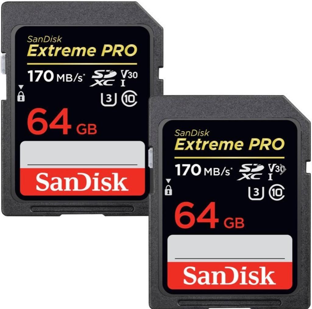 2個セット SDカード SanDisk Extreme Pro UHS-I U3 SDXCカード 64GB