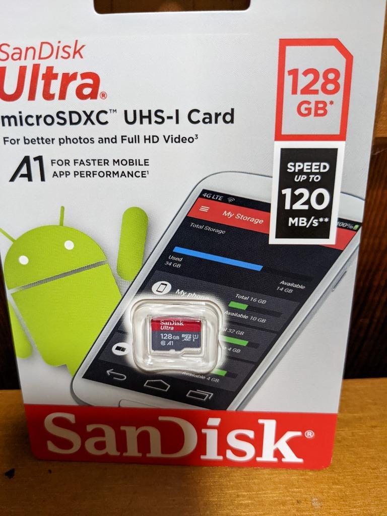 マイクロsdカード microSDXC 128GB SanDisk R:140MB/s A1対応 CLASS10 UHS-1 U1 SDSQUAB-128G-GN6MN海外パッケージ