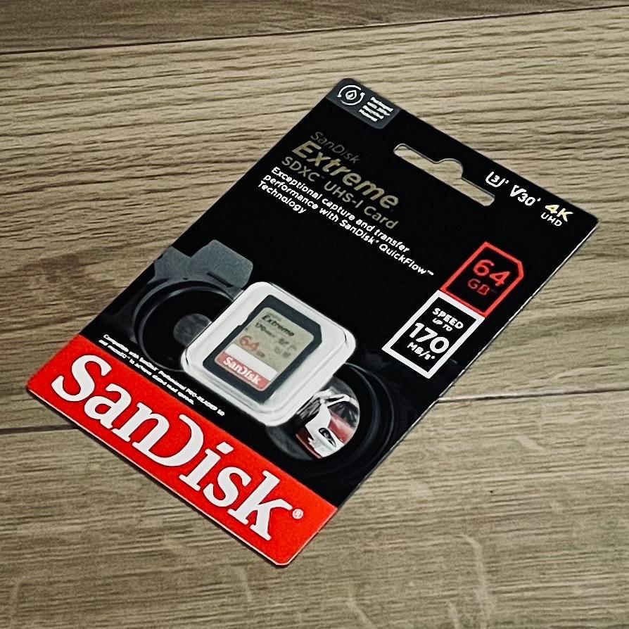 SDカード SD 64GB SDXC SanDisk サンディスク Extreme Class10 UHS-I U3 V30 4K R:170MB s W:80MB s 海外リテール SDSDXV2-064G-GNCIN ◆メ