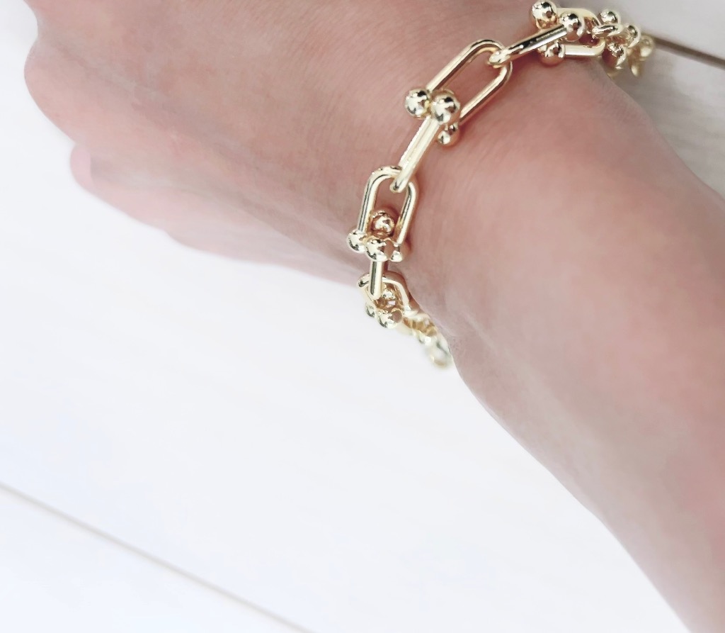 リンク チェーン ブレスレット シルバー925 刻印入 アレルギー