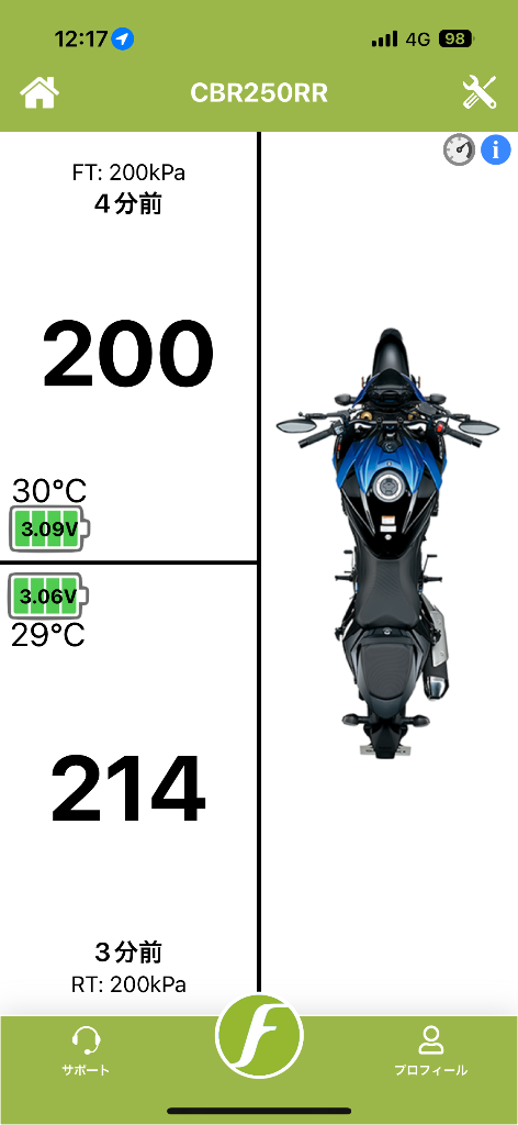 FOBO Bike 2 TPMS 空気圧センサー バイク スマホでチェック
