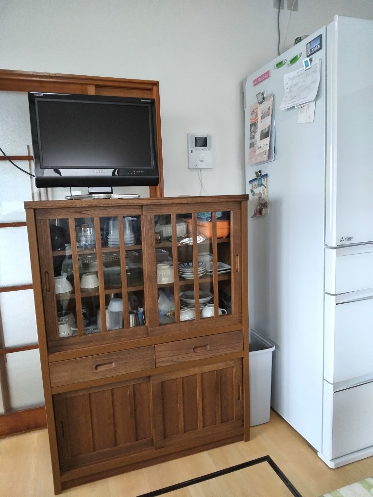幅90cm 高さ120cm 食器棚 桐材 天然木 ガラス 完成品 日本製