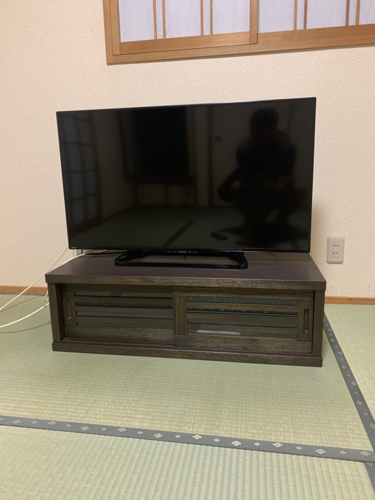 幅90cm テレビ台 ロータイプ 桐材 天然木 ガラス うづくり仕上げ 完成