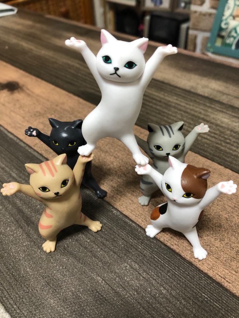 ネコのペン立て　5個　猫の置物　フィギュア　雑貨　白　黒　三毛　茶トラ　サバトラ