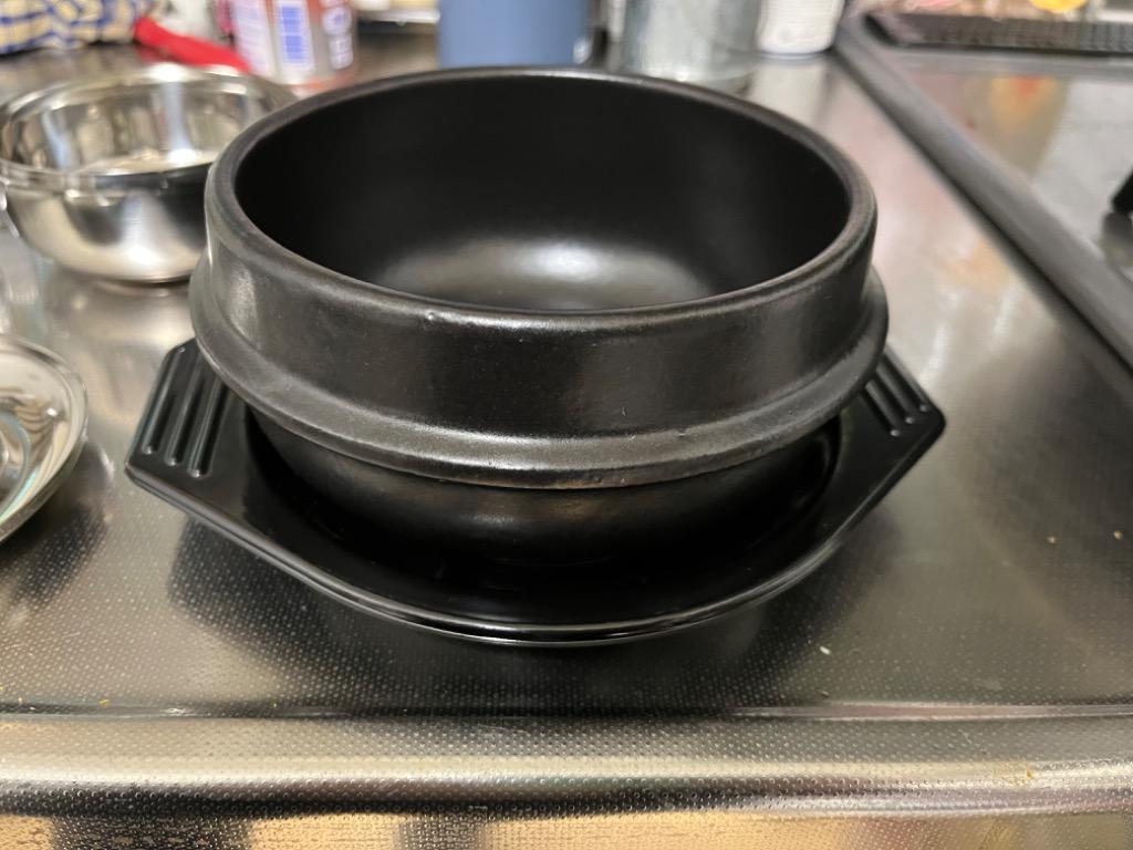 チゲ用陶器鍋【3号／14cm】（トゥッペギ）全黒タイプ : 韓国鍋