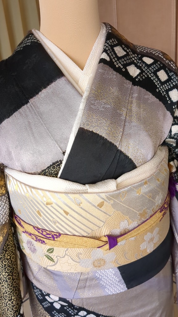 振袖用 正絹 重ね衿（正絹 広幅 金襴 桜 15875）日本製 単品