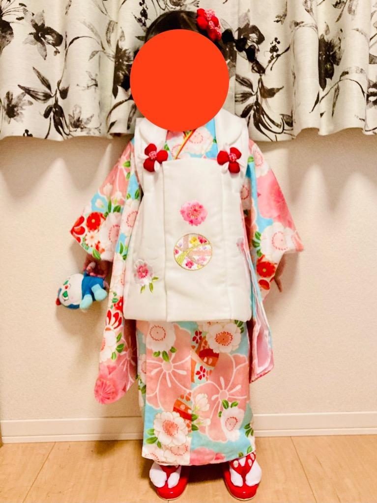 七五三 着物 3歳 被布セット 女の子 京都花ひめ まり4 水色の着物 白の 