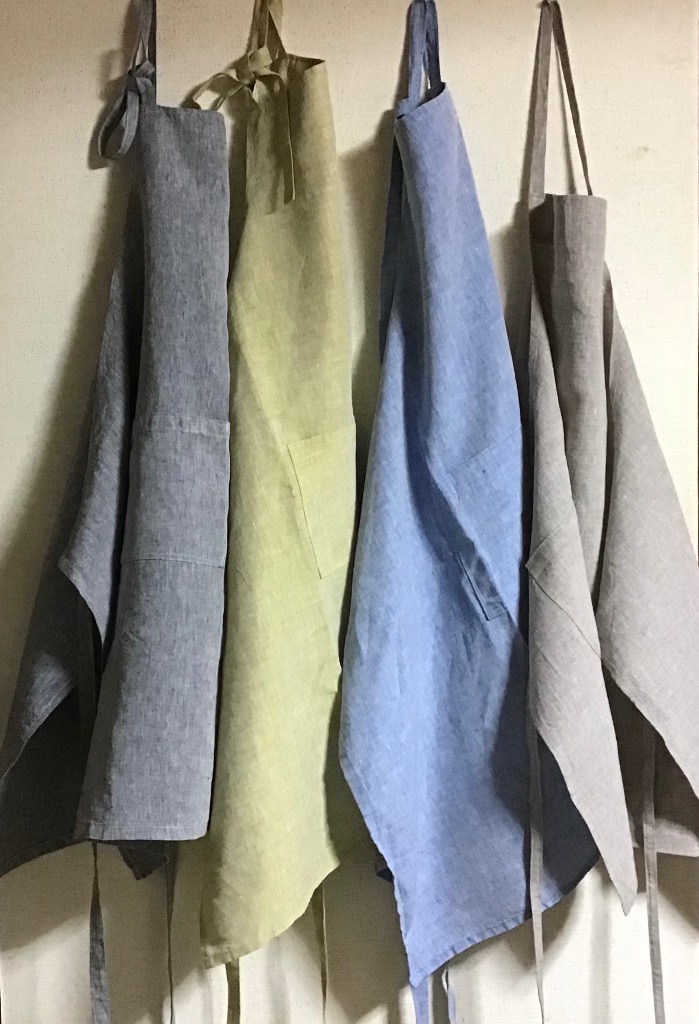 国産リネンダンガリー生地　ワイドパンツ　服作り40年の田舎町仕立屋 職人こだわりの国産リネン生地 40番手 50cm単位 日本製 布