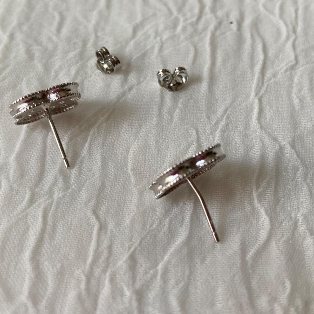 ピアス 四葉クローバー CZダイヤモンド シルバー925 フラワー